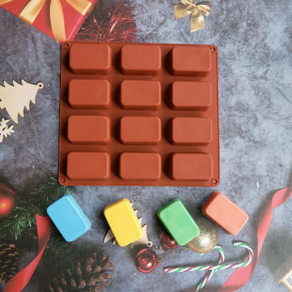 Candle Making Supplies For Beginners - 12 Cavity Square Silicone Soap Mold
